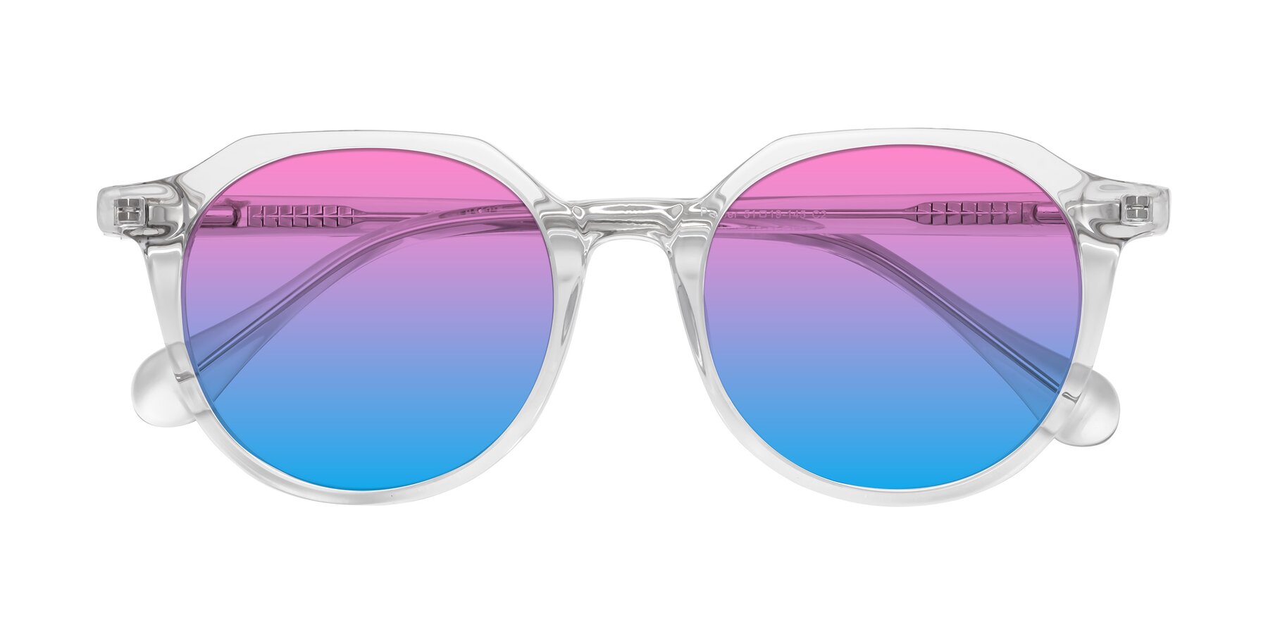 Folded Front of Payper in Clear with Pink / Blue Gradient Lenses