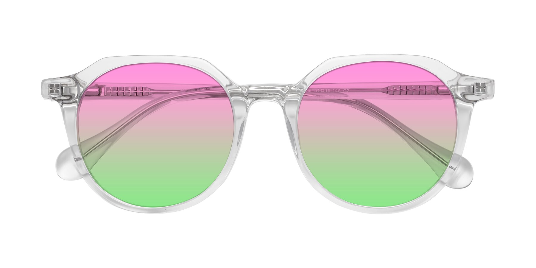 Folded Front of Payper in Clear with Pink / Green Gradient Lenses