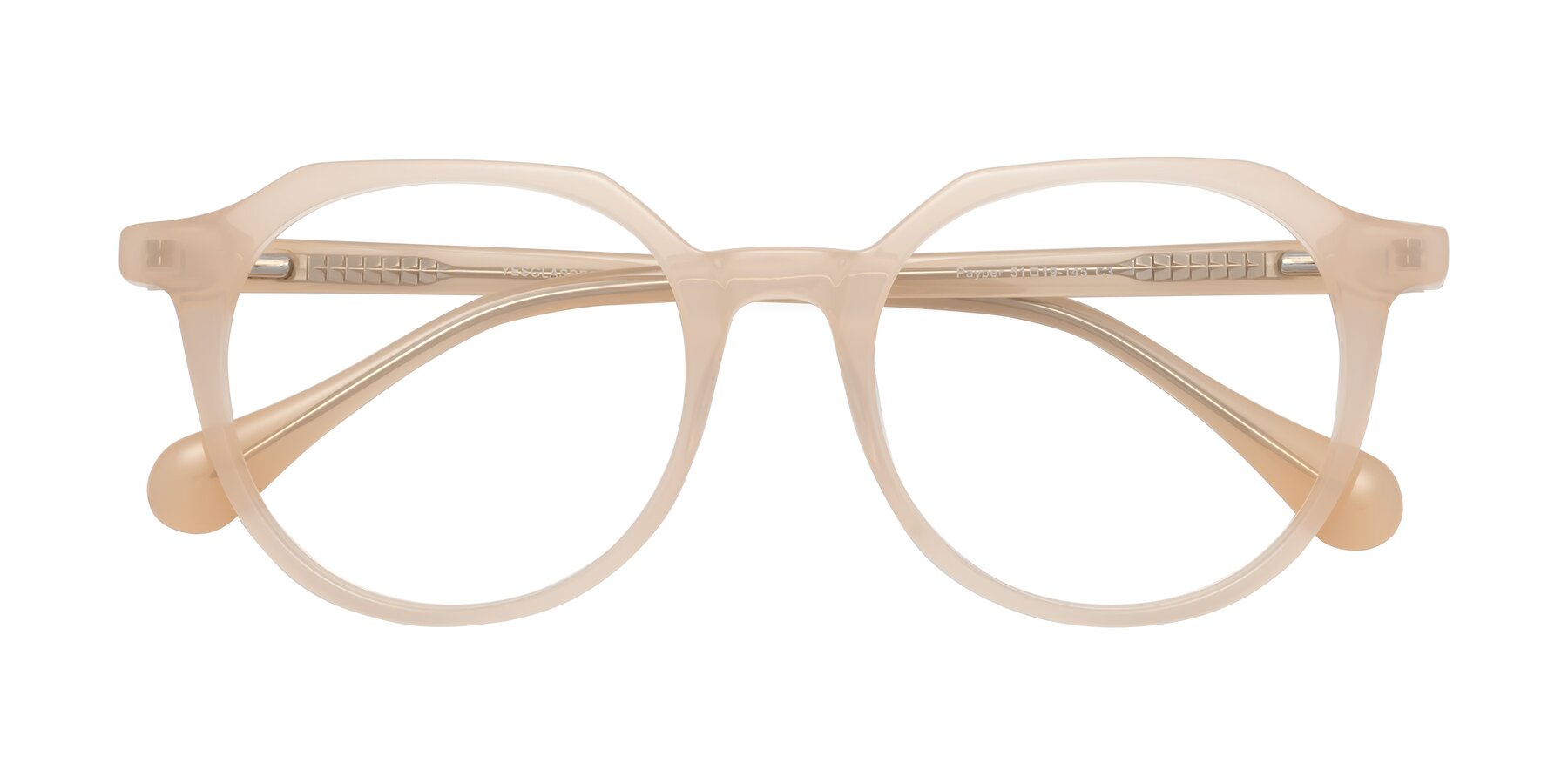 Folded Front of Payper in Pale Pink with Clear Eyeglass Lenses