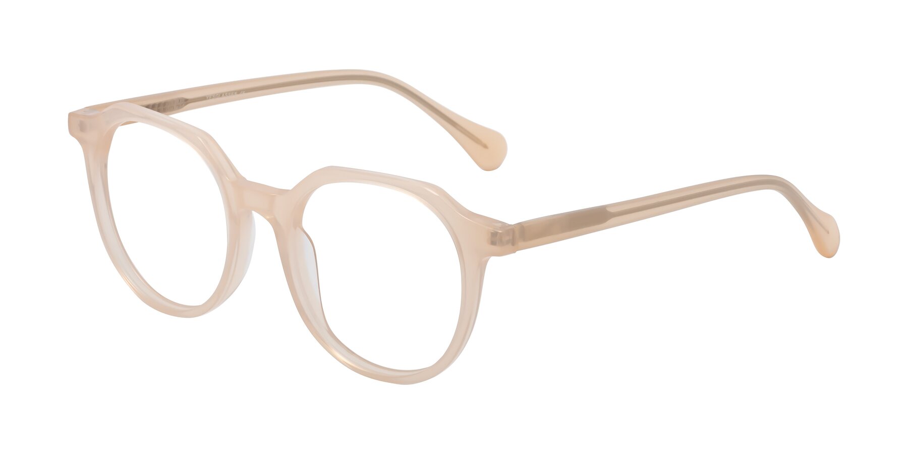 Angle of Payper in Pale Pink with Clear Eyeglass Lenses