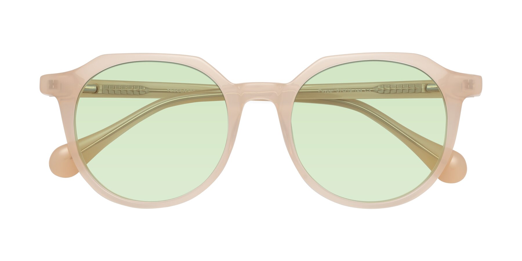 Folded Front of Payper in Pale Pink with Light Green Tinted Lenses