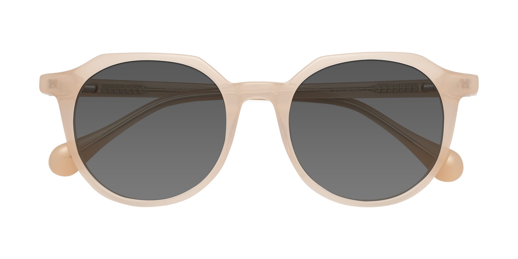 Folded Front of Payper in Pale Pink with Medium Gray Tinted Lenses