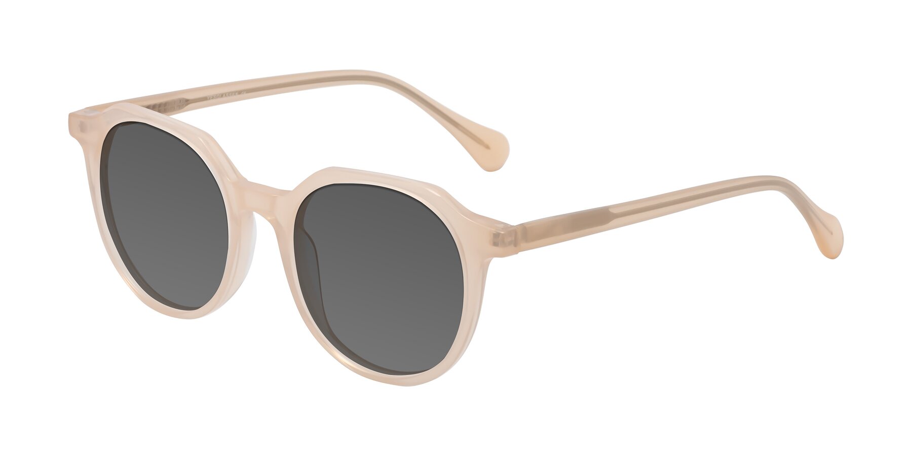 Angle of Payper in Pale Pink with Medium Gray Tinted Lenses