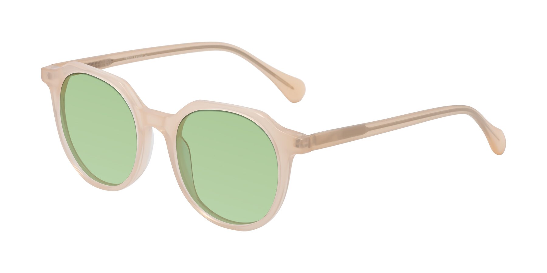 Angle of Payper in Pale Pink with Medium Green Tinted Lenses