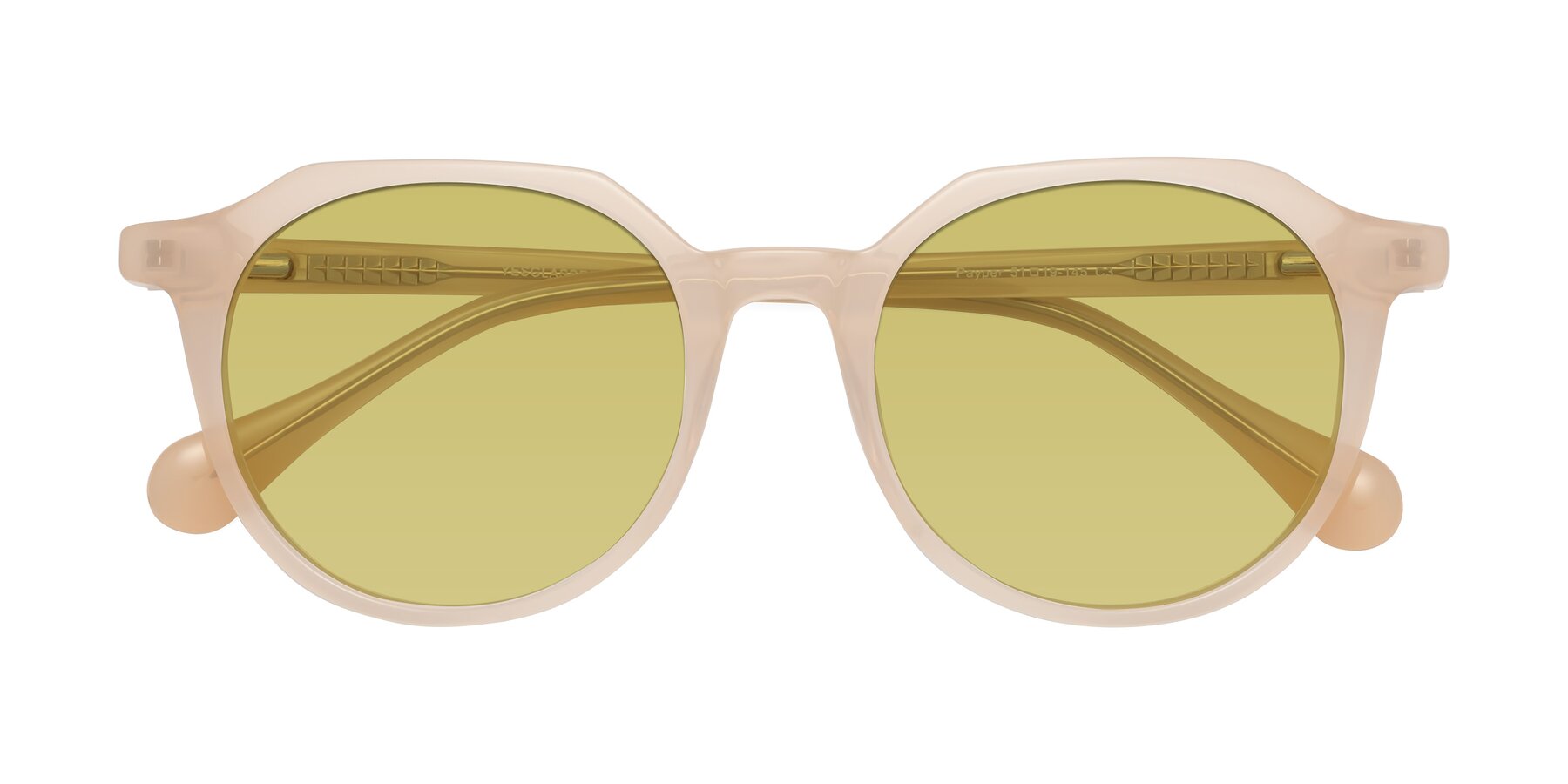 Folded Front of Payper in Pale Pink with Medium Champagne Tinted Lenses