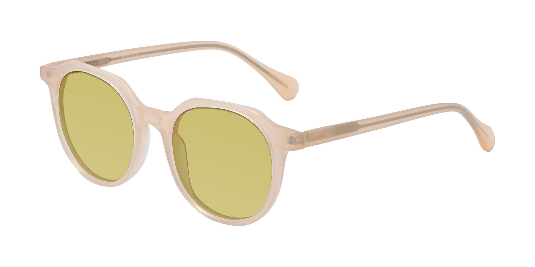 Angle of Payper in Pale Pink with Medium Champagne Tinted Lenses