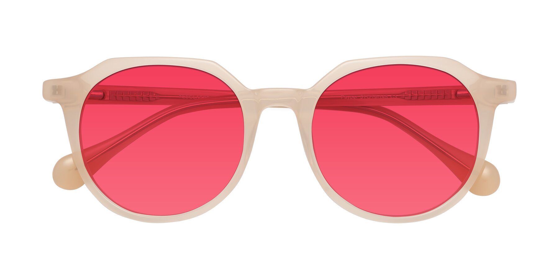 Folded Front of Payper in Pale Pink with Red Tinted Lenses