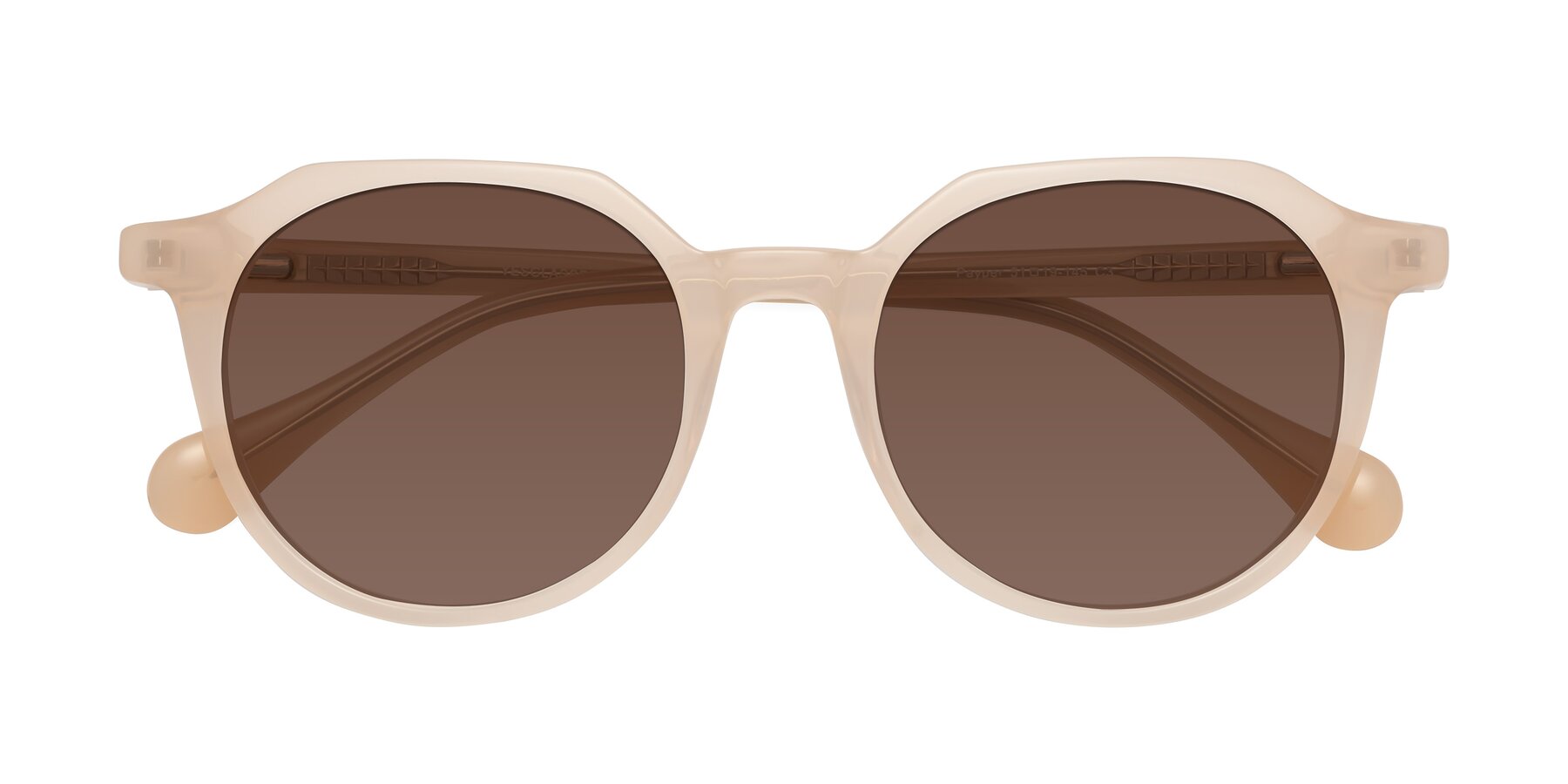 Folded Front of Payper in Pale Pink with Brown Tinted Lenses