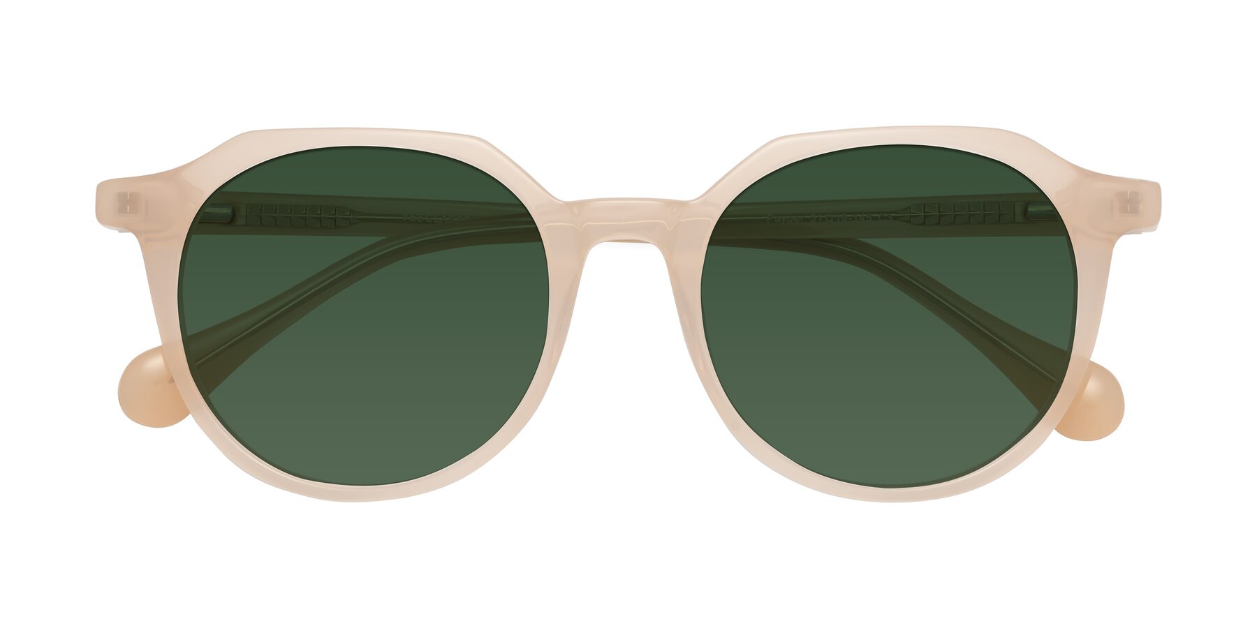 Folded Front of Payper in Pale Pink with Green Tinted Lenses