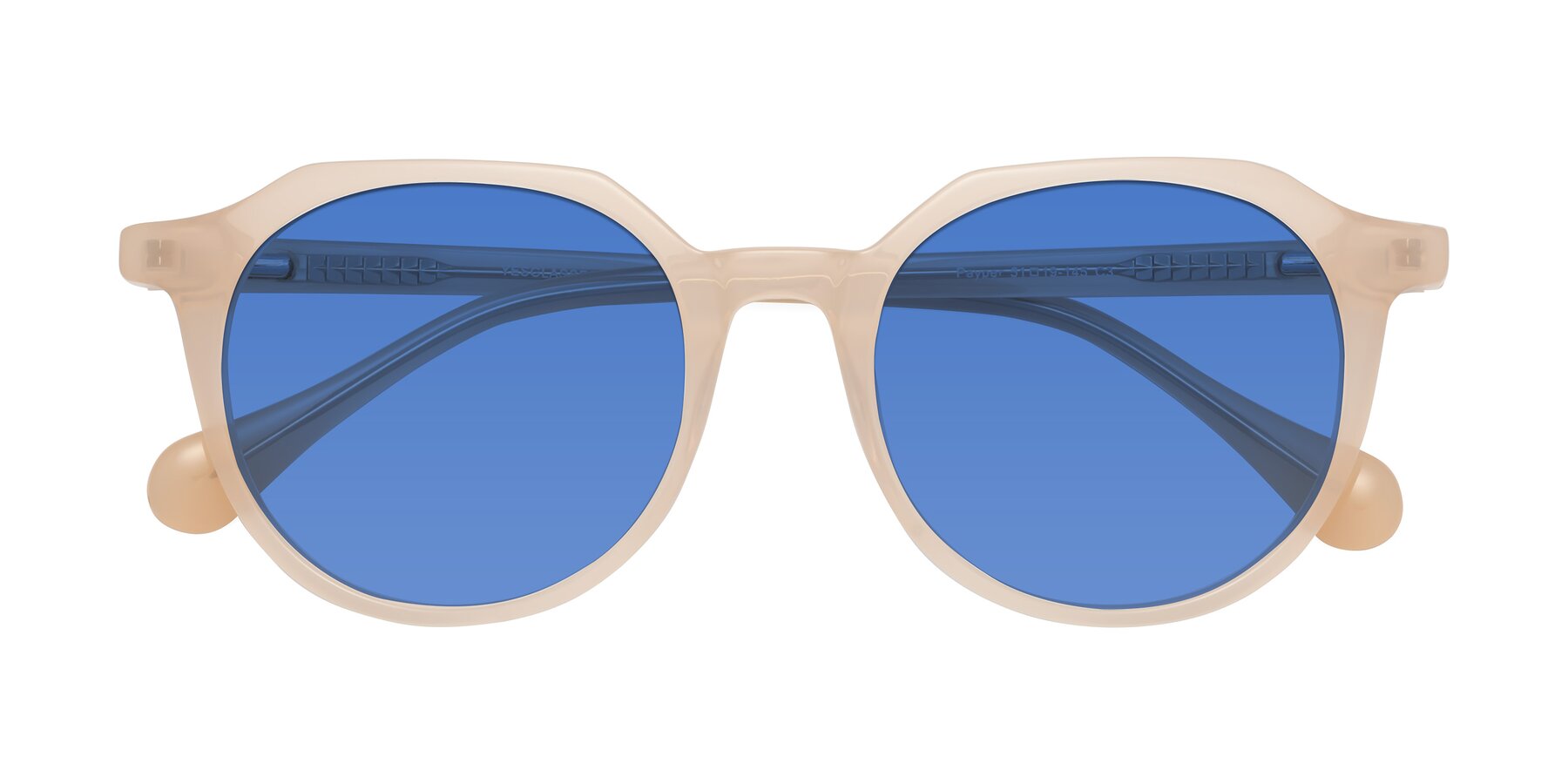 Folded Front of Payper in Pale Pink with Blue Tinted Lenses