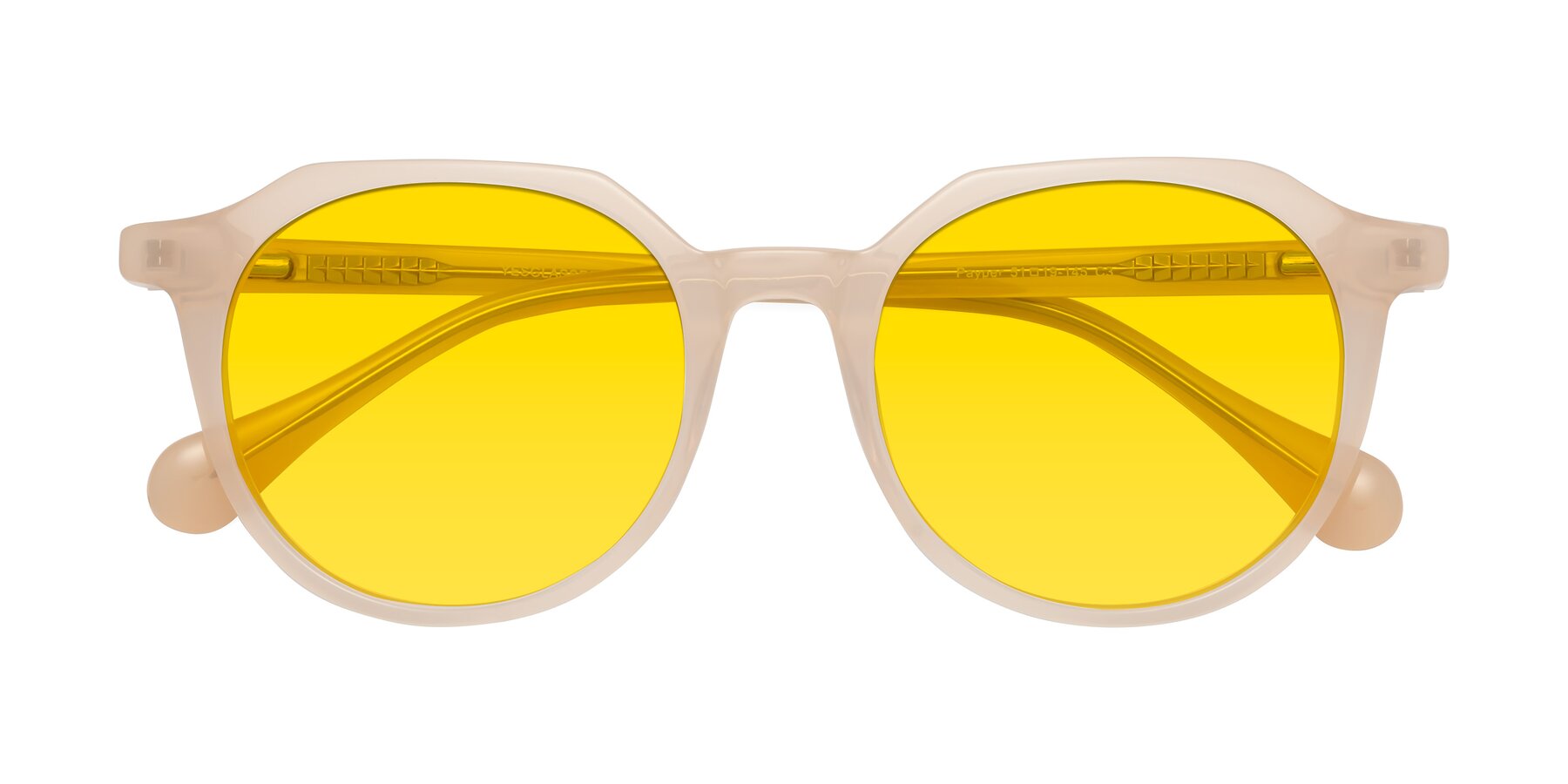 Folded Front of Payper in Pale Pink with Yellow Tinted Lenses