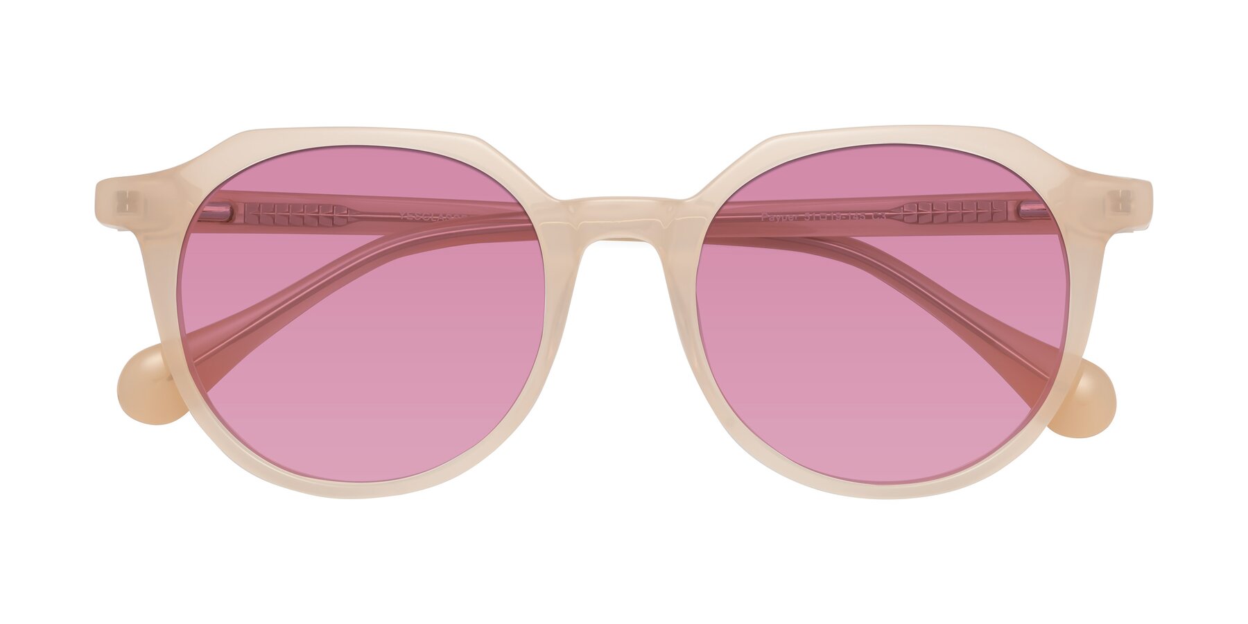 Folded Front of Payper in Pale Pink with Medium Wine Tinted Lenses