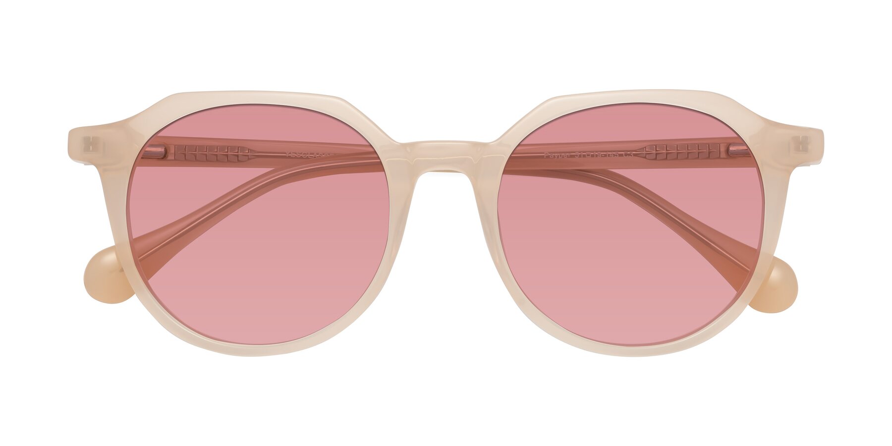 Folded Front of Payper in Pale Pink with Medium Garnet Tinted Lenses