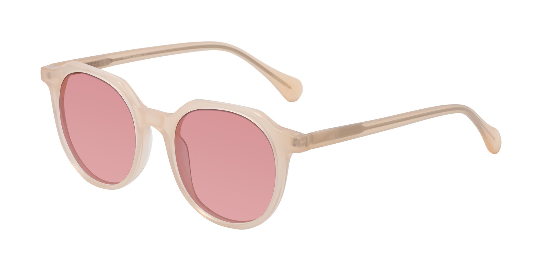 Angle of Payper in Pale Pink with Medium Garnet Tinted Lenses