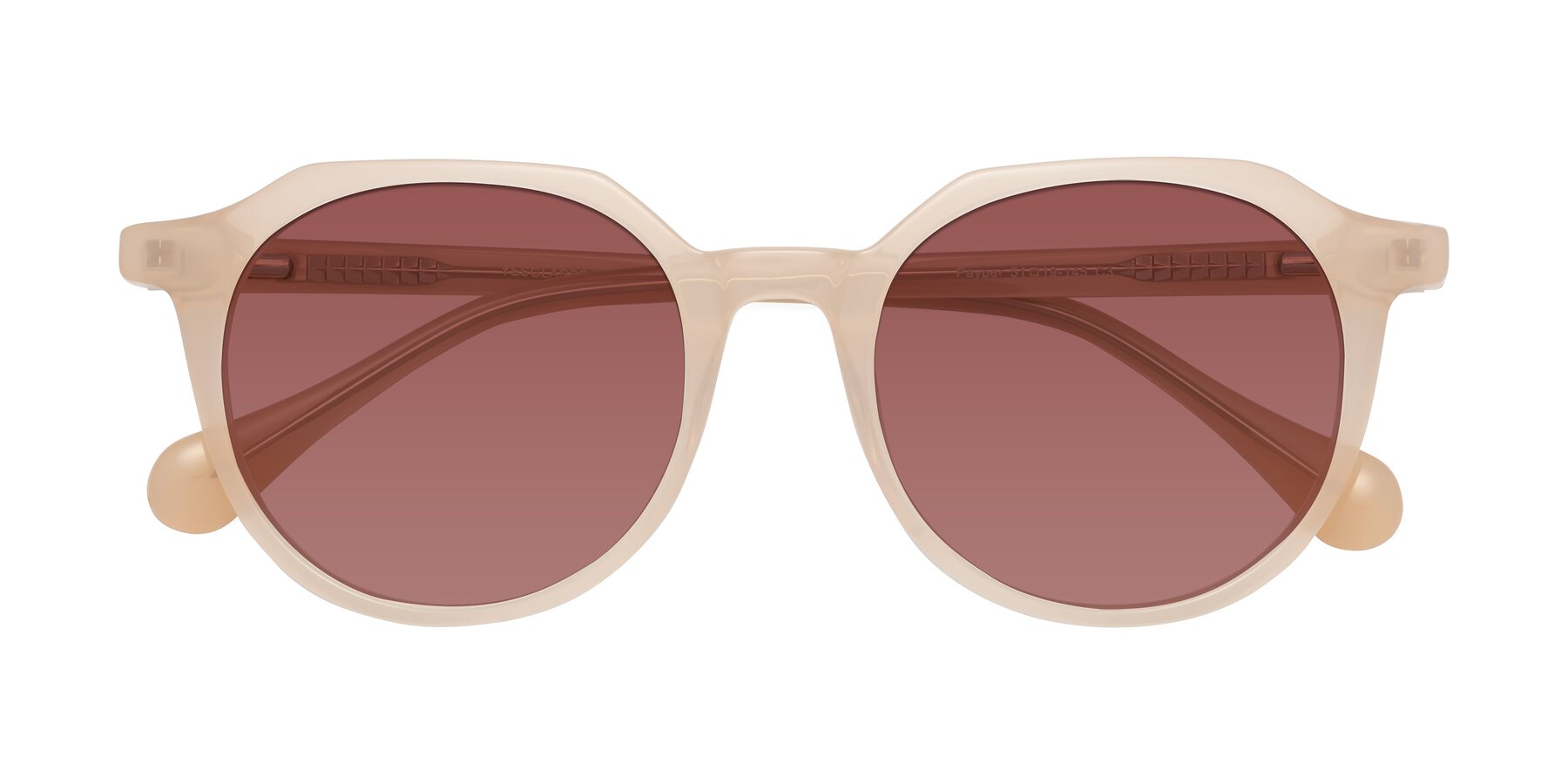 Folded Front of Payper in Pale Pink with Garnet Tinted Lenses