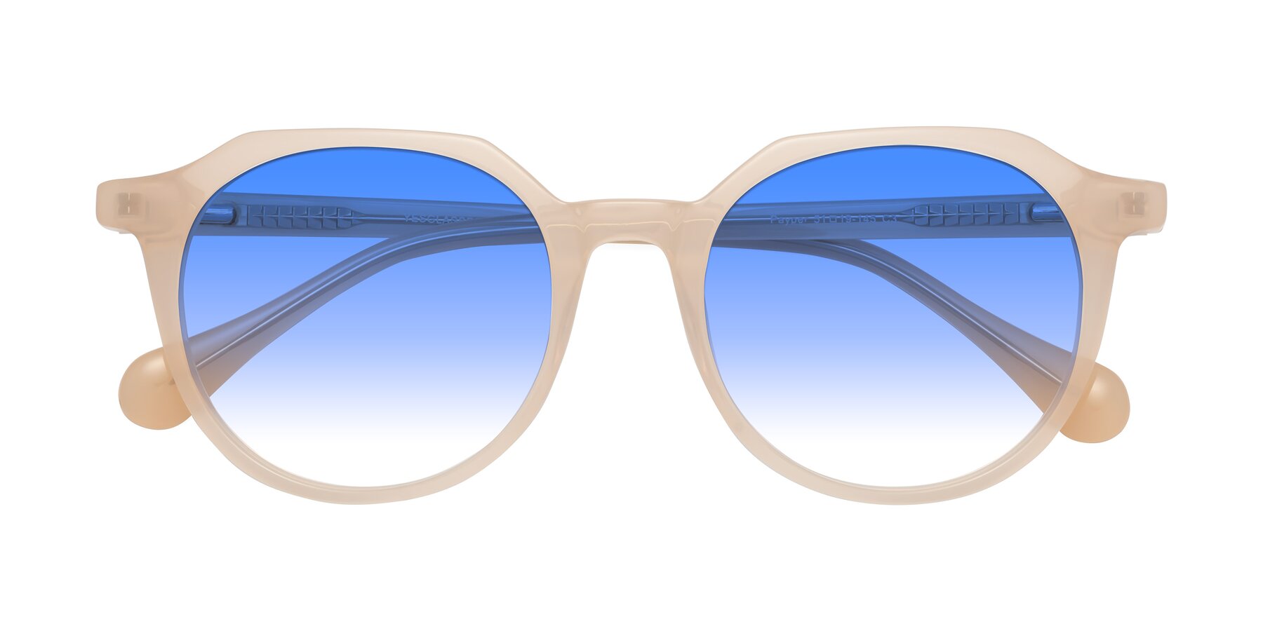 Folded Front of Payper in Pale Pink with Blue Gradient Lenses