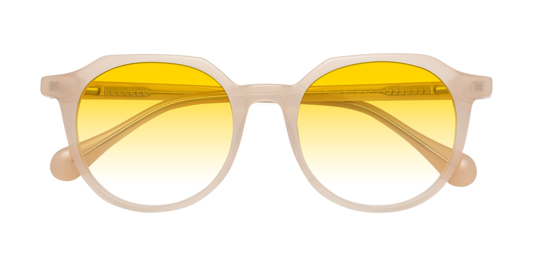 Folded Front of Payper in Pale Pink with Yellow Gradient Lenses