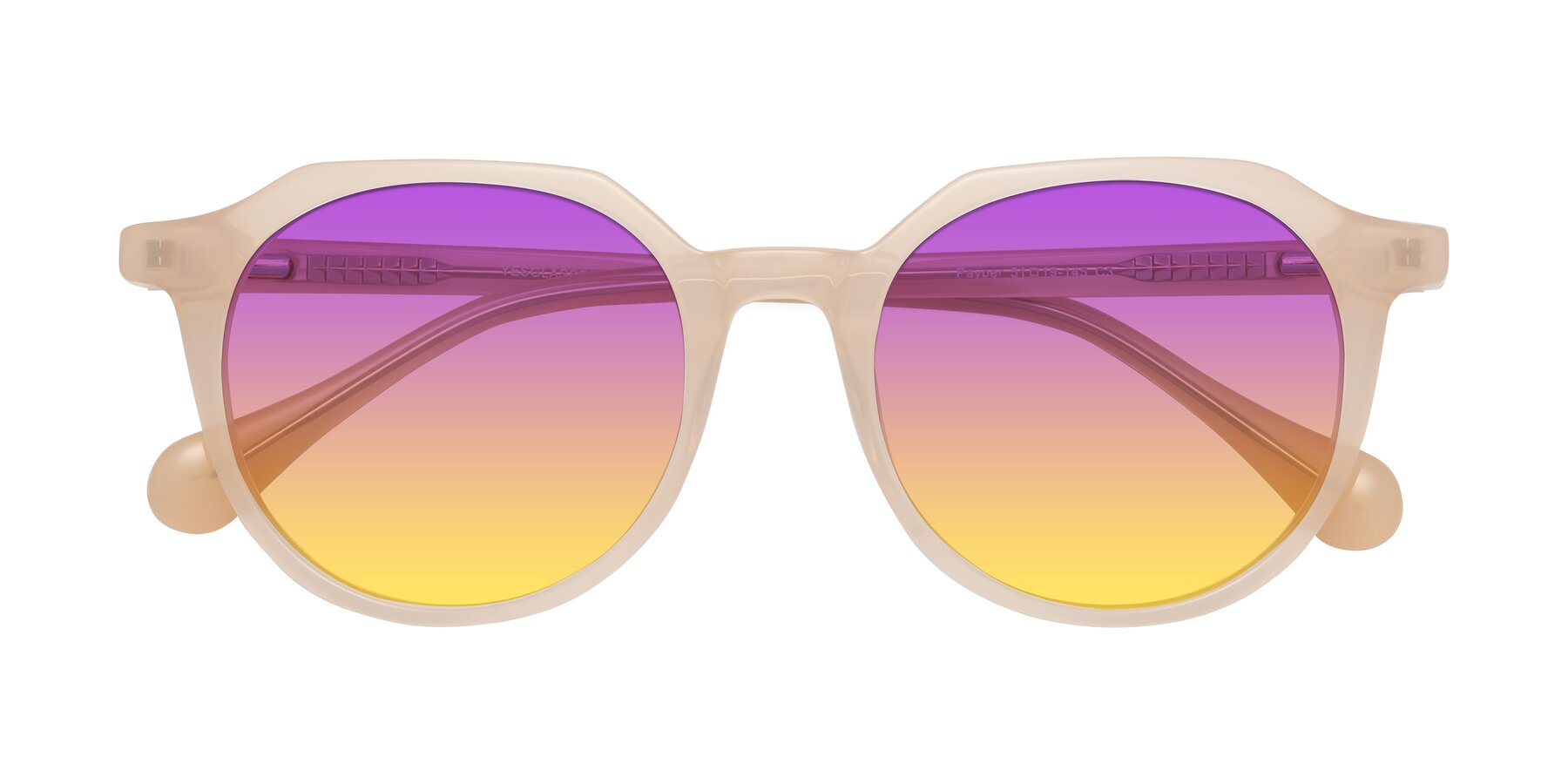 Folded Front of Payper in Pale Pink with Purple / Yellow Gradient Lenses