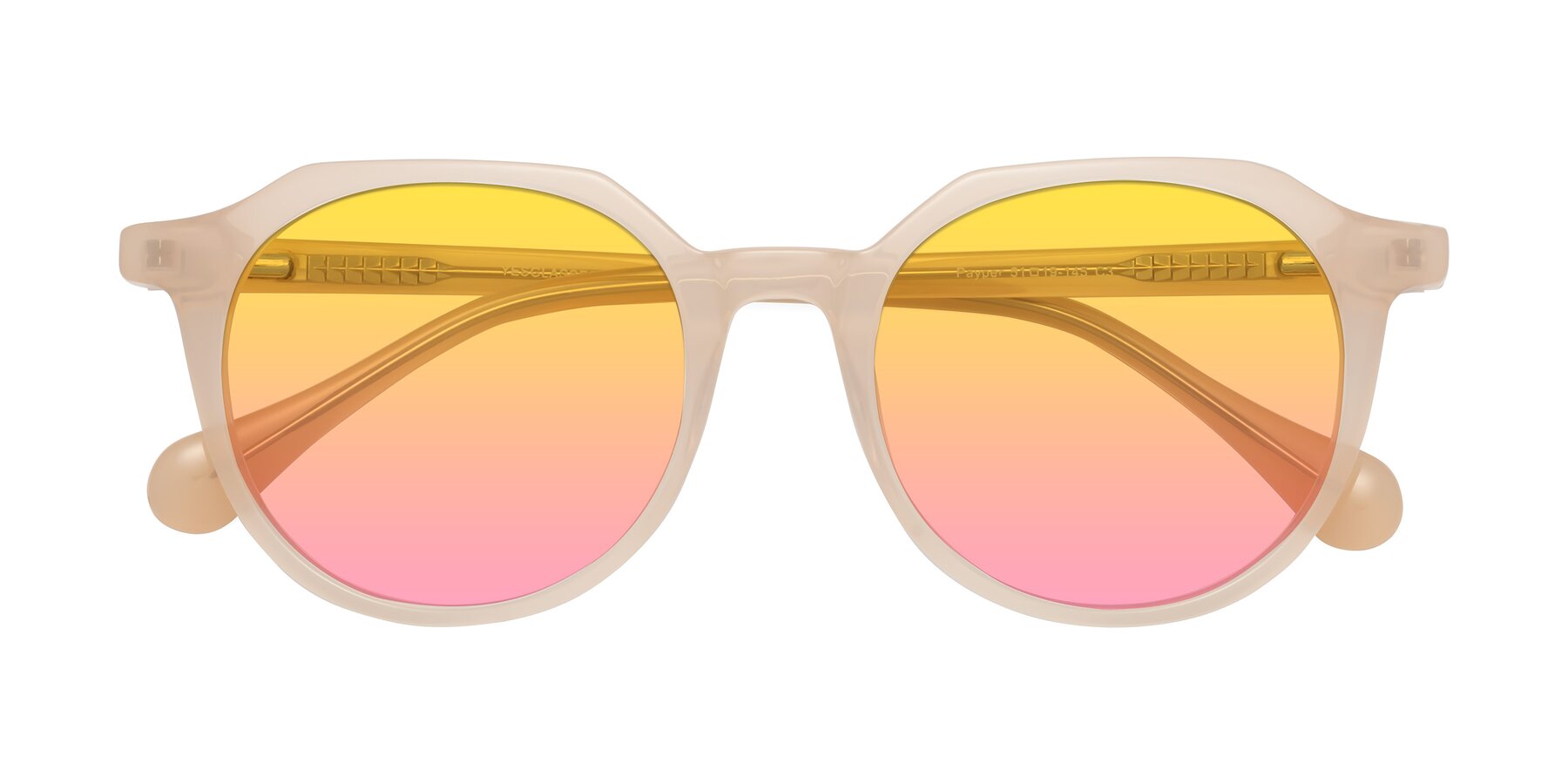 Folded Front of Payper in Pale Pink with Yellow / Pink Gradient Lenses