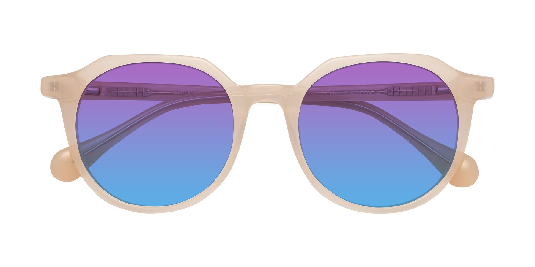 Folded Front of Payper in Pale Pink with Purple / Blue Gradient Lenses