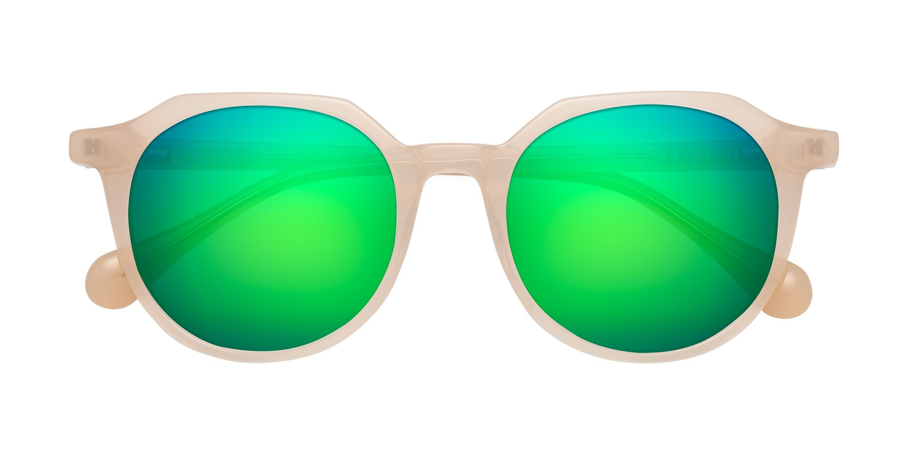 Folded Front of Payper in Pale Pink with Green Mirrored Lenses