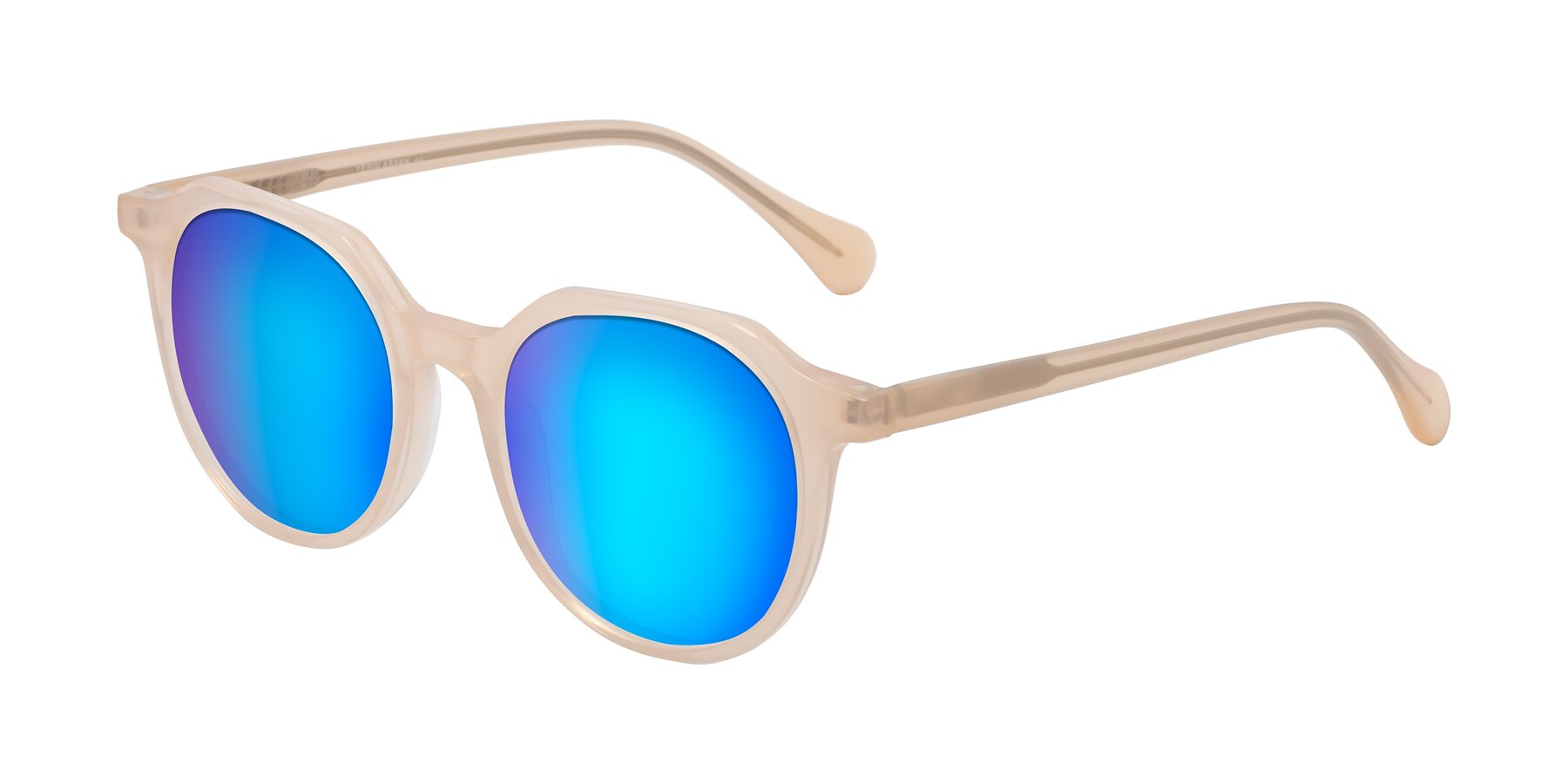 Angle of Payper in Pale Pink with Blue Mirrored Lenses