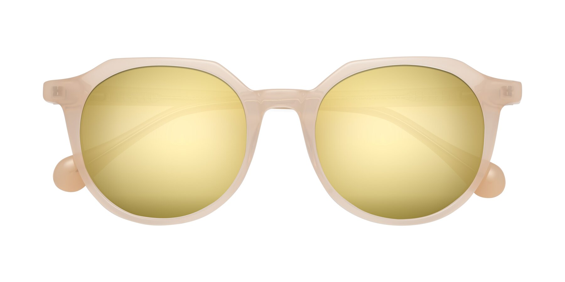 Folded Front of Payper in Pale Pink with Gold Mirrored Lenses