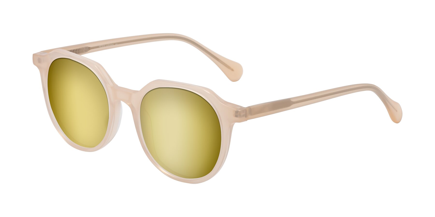 Angle of Payper in Pale Pink with Gold Mirrored Lenses