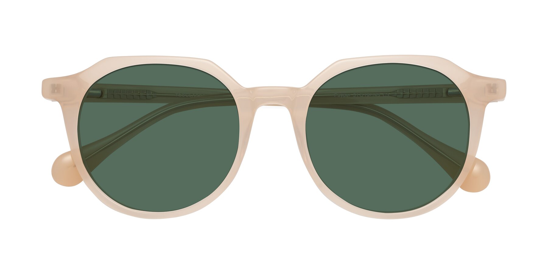 Folded Front of Payper in Pale Pink with Green Polarized Lenses