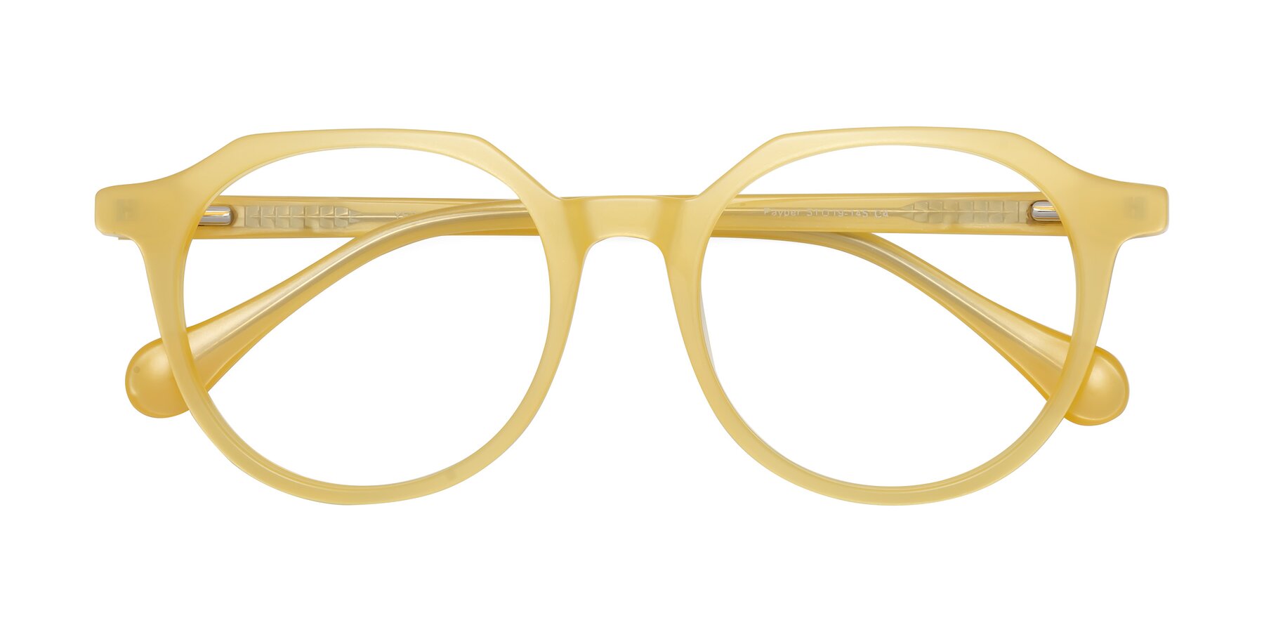 Folded Front of Payper in Frosty Yellow with Clear Eyeglass Lenses