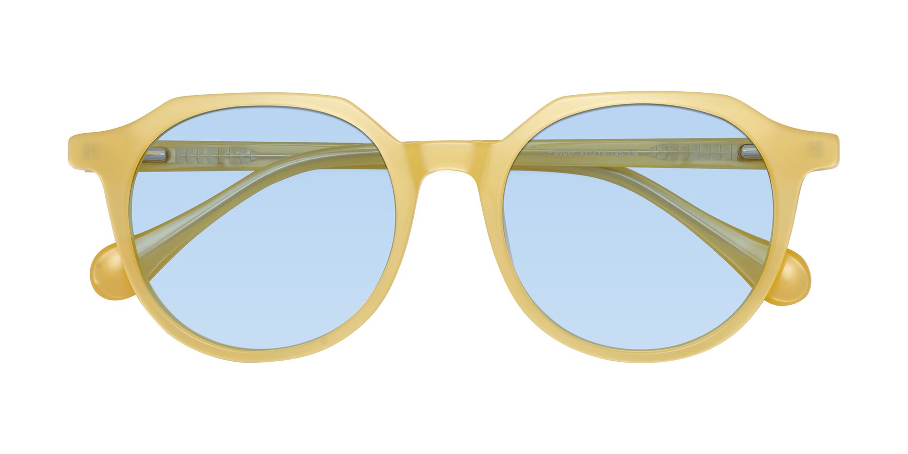 Folded Front of Payper in Frosty Yellow with Light Blue Tinted Lenses