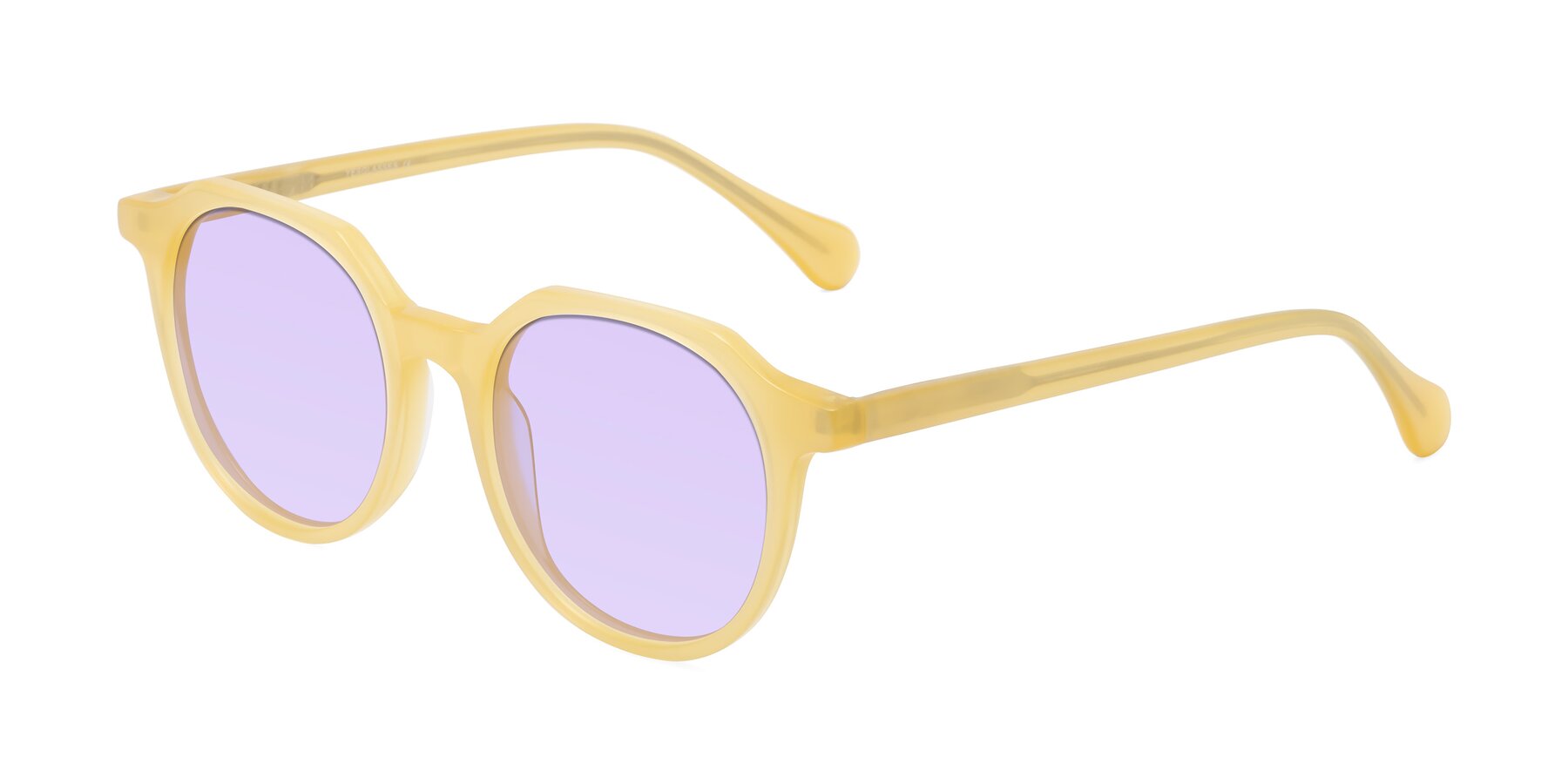 Angle of Payper in Frosty Yellow with Light Purple Tinted Lenses