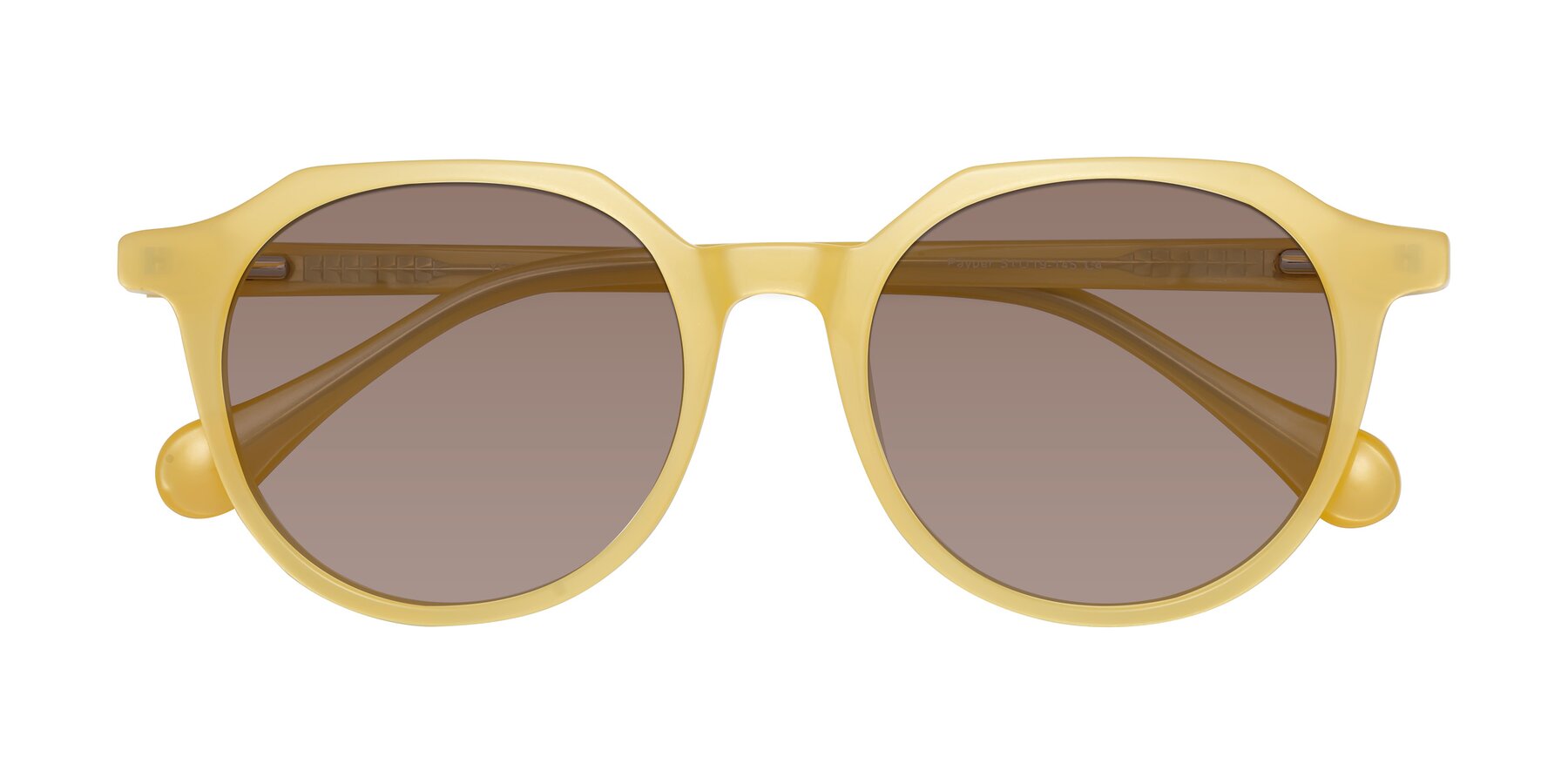 Folded Front of Payper in Frosty Yellow with Medium Brown Tinted Lenses