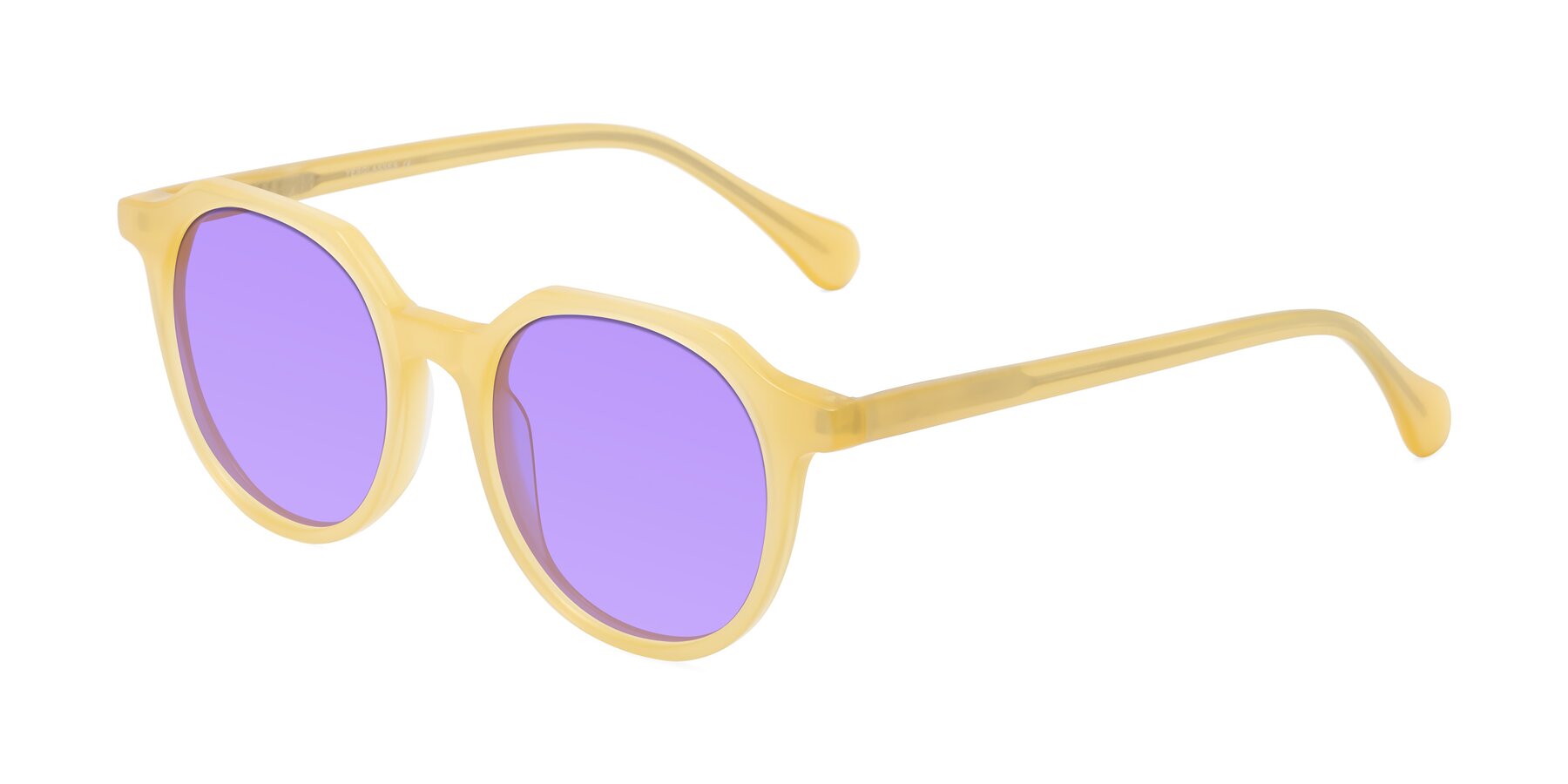 Angle of Payper in Frosty Yellow with Medium Purple Tinted Lenses