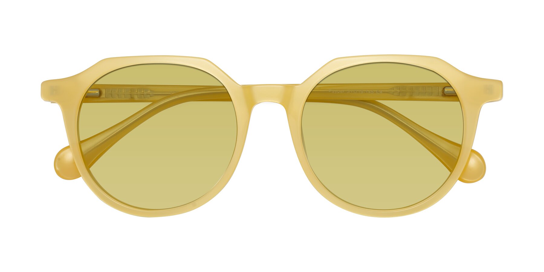 Folded Front of Payper in Frosty Yellow with Medium Champagne Tinted Lenses