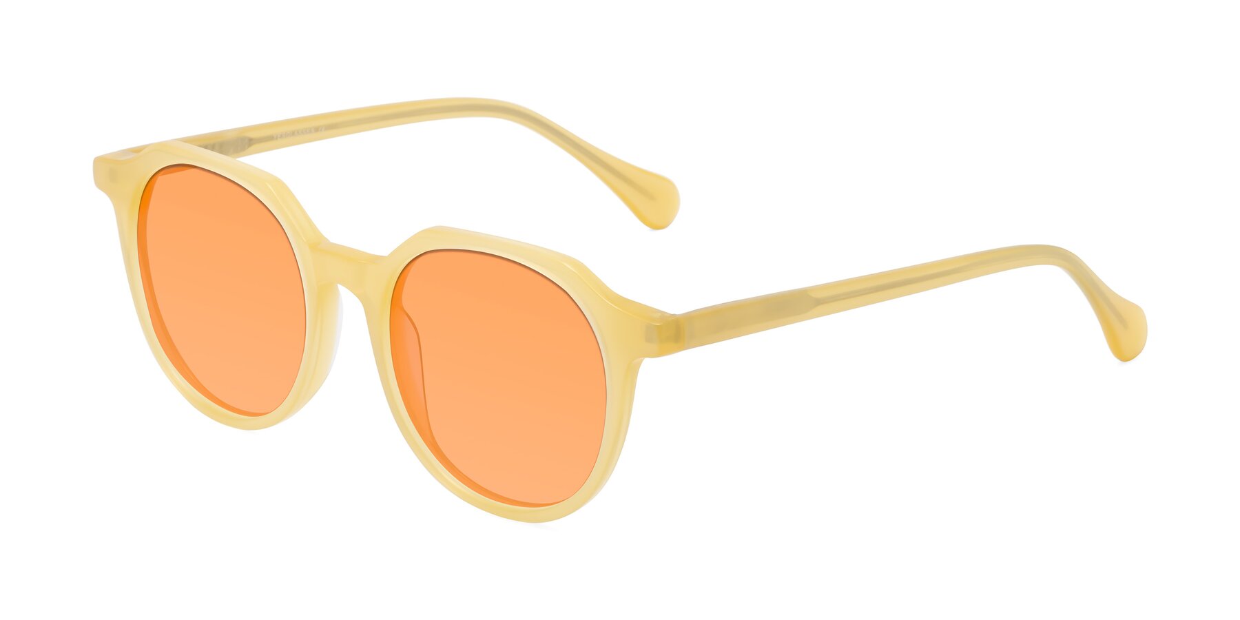 Angle of Payper in Frosty Yellow with Medium Orange Tinted Lenses