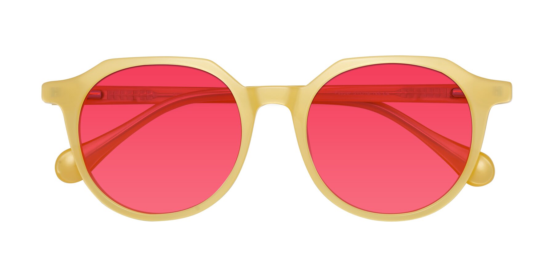 Folded Front of Payper in Frosty Yellow with Red Tinted Lenses