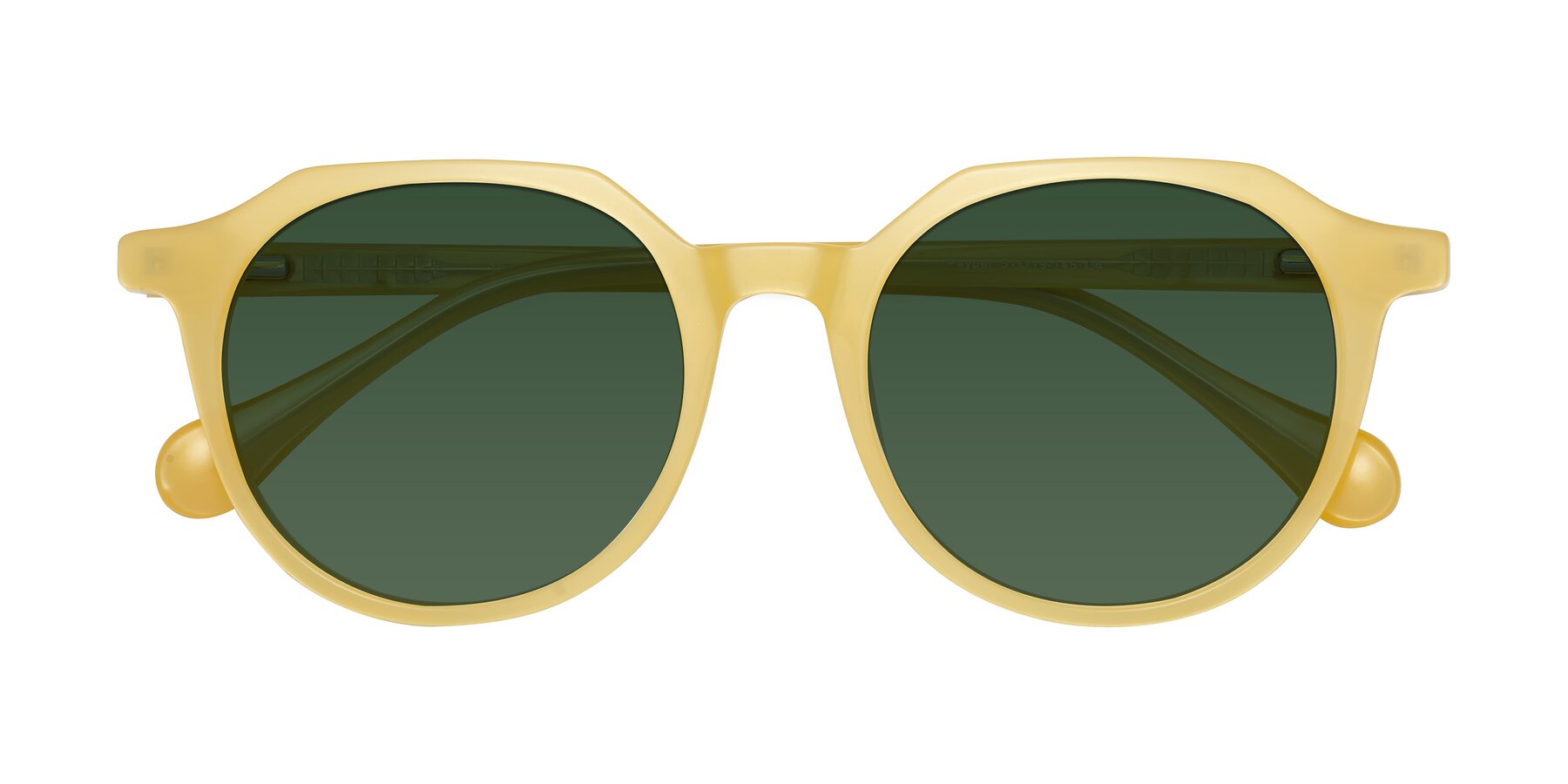 Folded Front of Payper in Frosty Yellow with Green Tinted Lenses