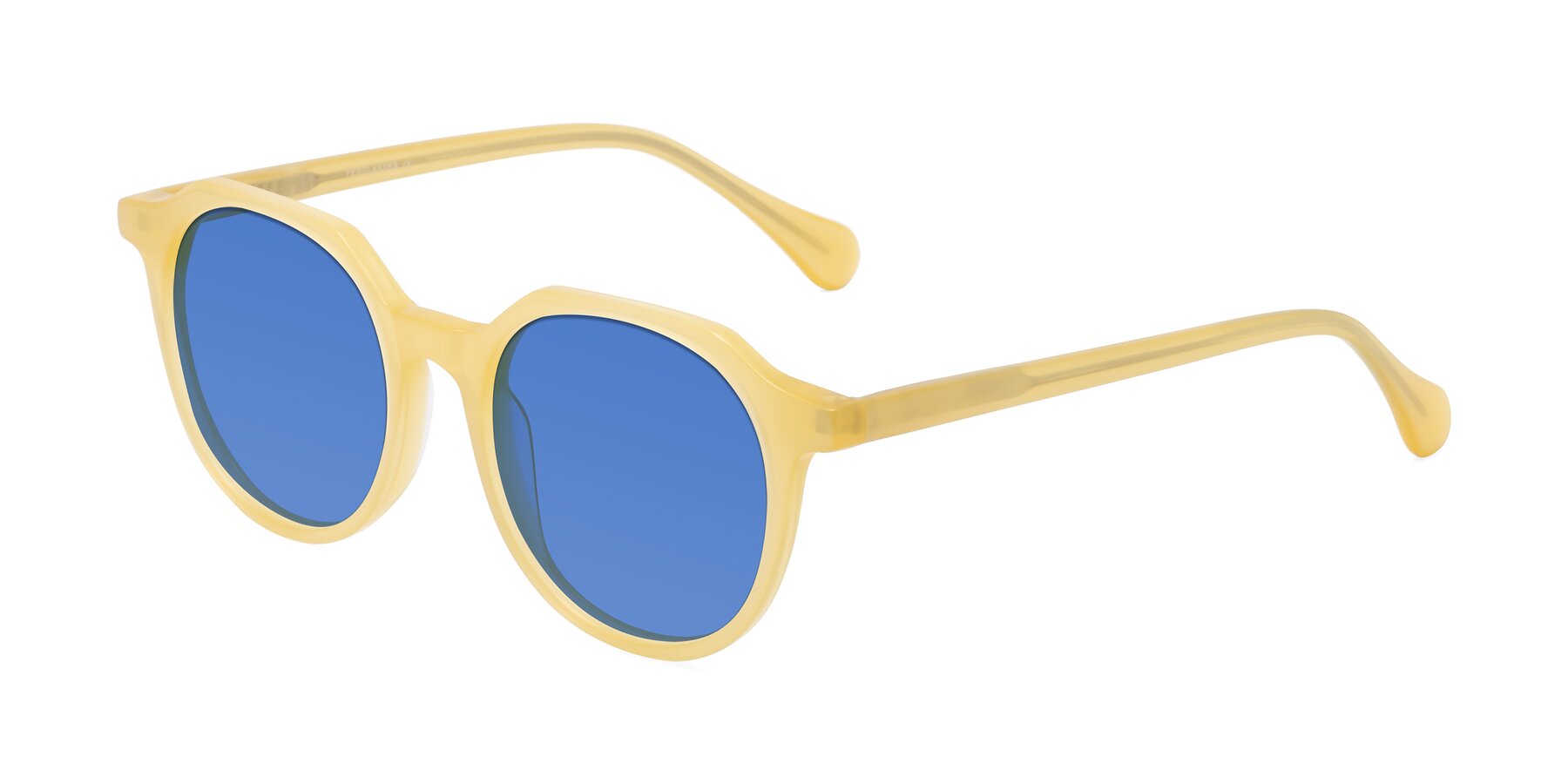 Angle of Payper in Frosty Yellow with Blue Tinted Lenses