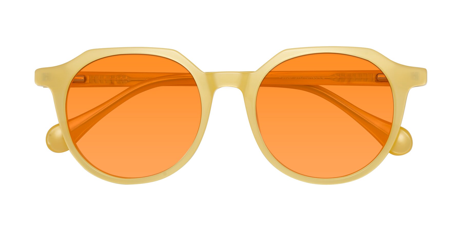 Folded Front of Payper in Frosty Yellow with Orange Tinted Lenses