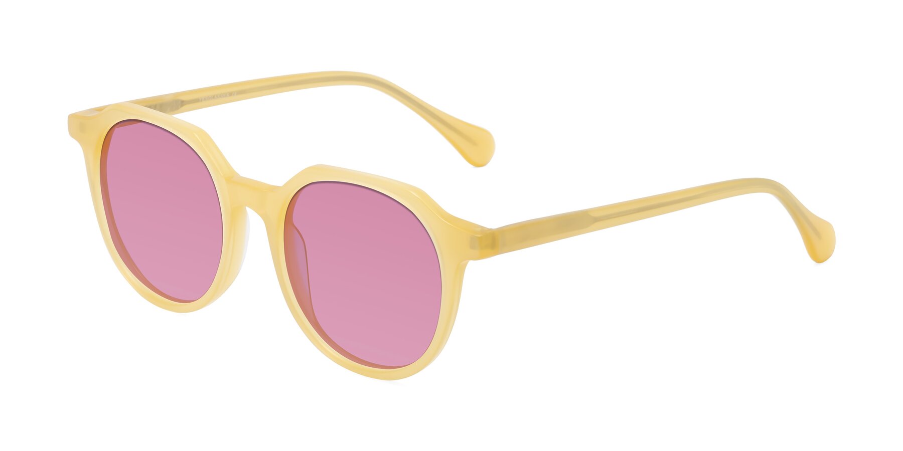 Angle of Payper in Frosty Yellow with Medium Wine Tinted Lenses