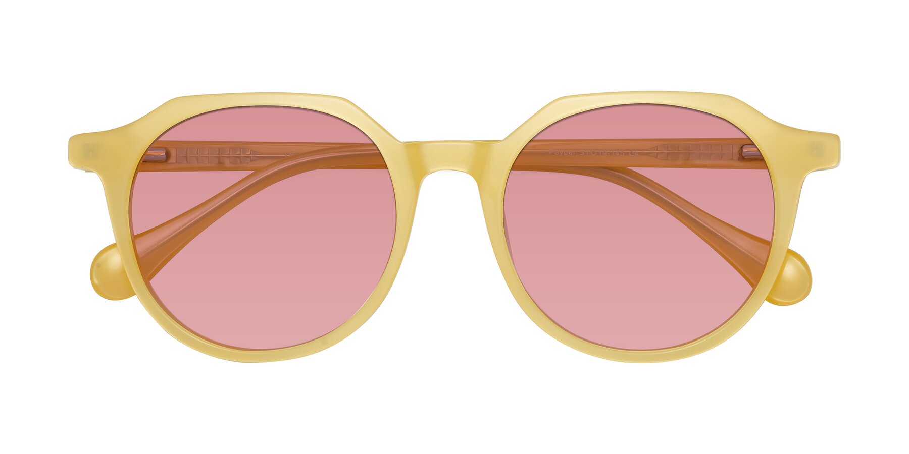 Folded Front of Payper in Frosty Yellow with Medium Garnet Tinted Lenses