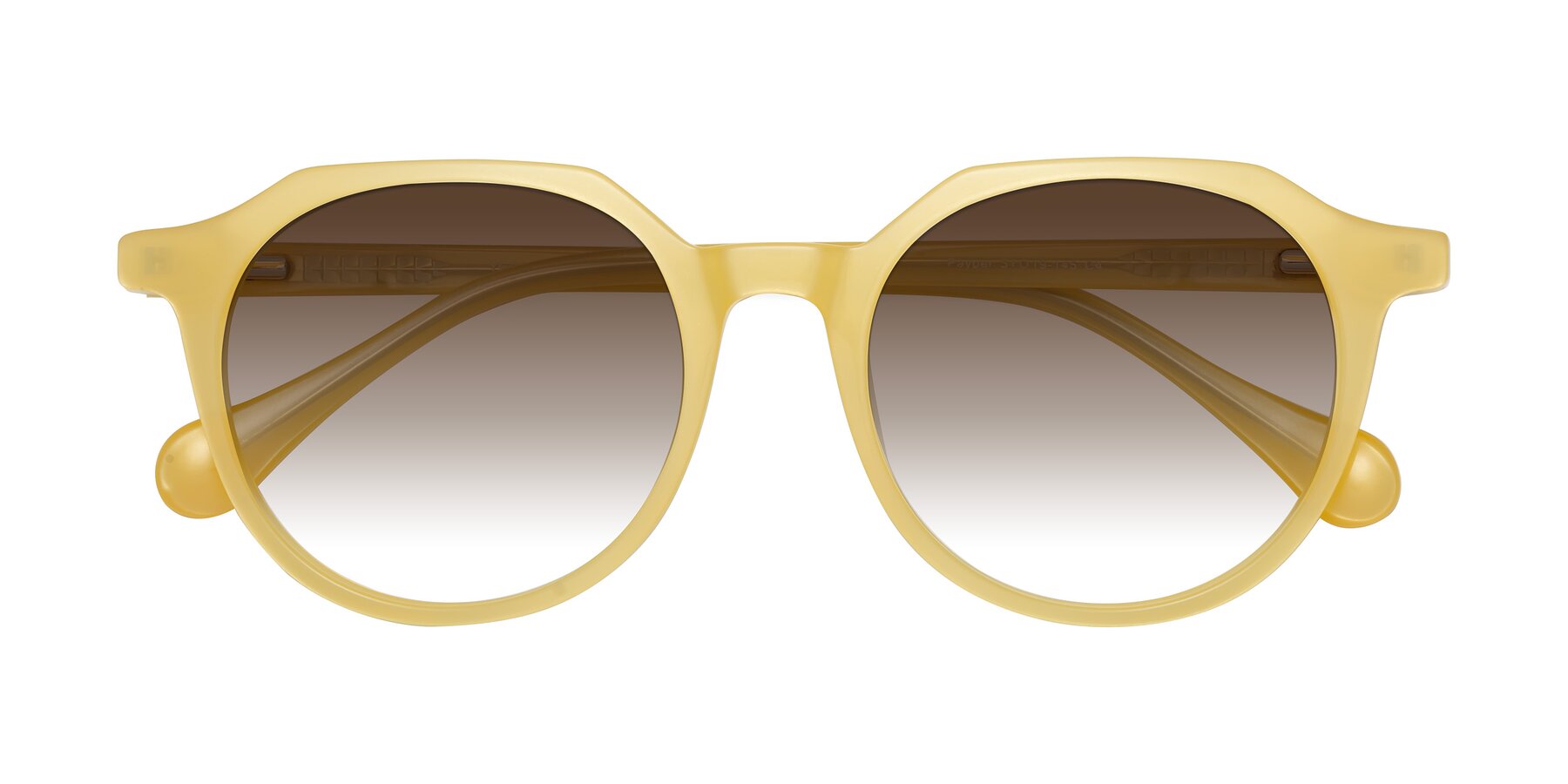 Folded Front of Payper in Frosty Yellow with Brown Gradient Lenses