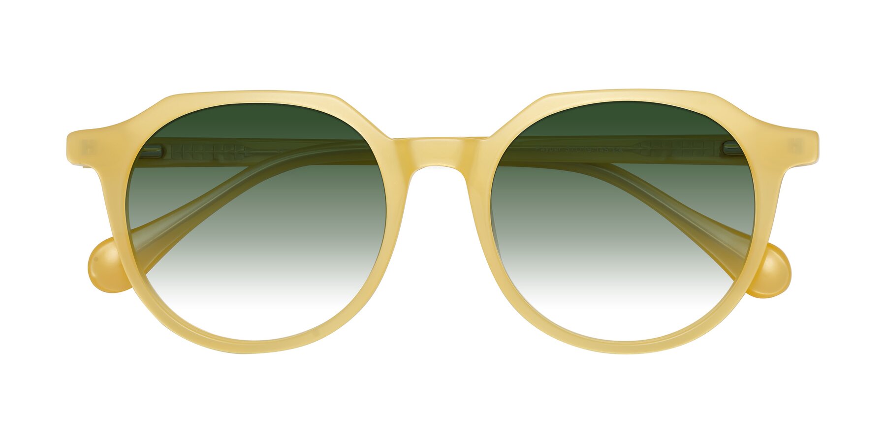 Folded Front of Payper in Frosty Yellow with Green Gradient Lenses