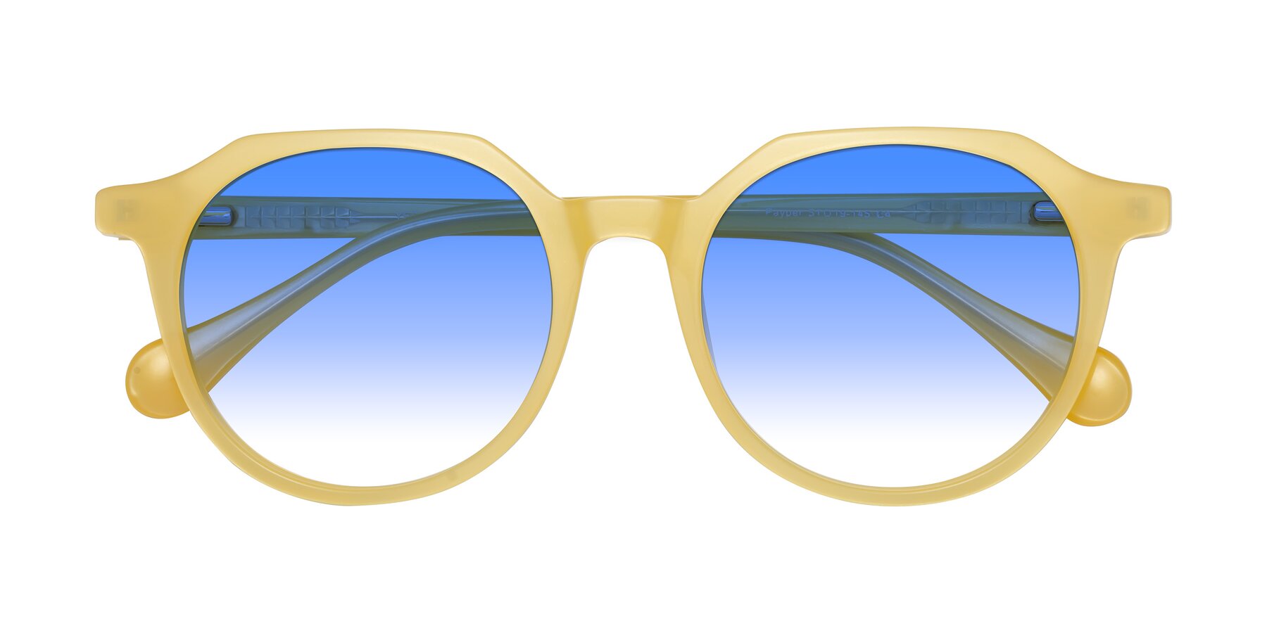 Folded Front of Payper in Frosty Yellow with Blue Gradient Lenses