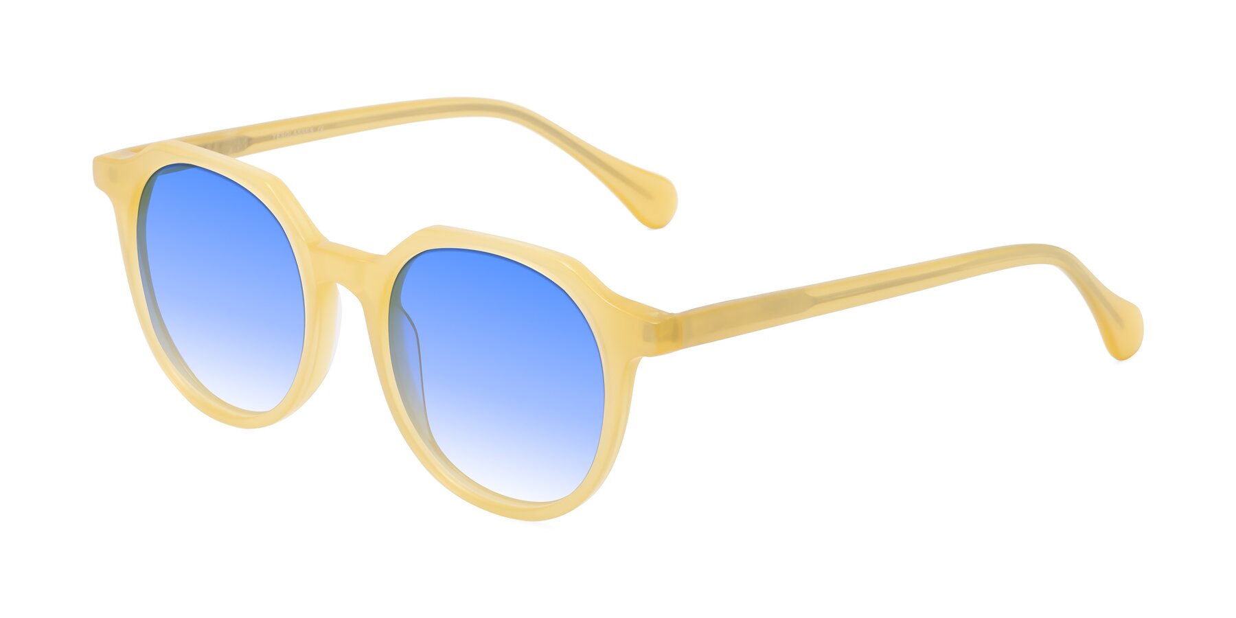 Angle of Payper in Frosty Yellow with Blue Gradient Lenses