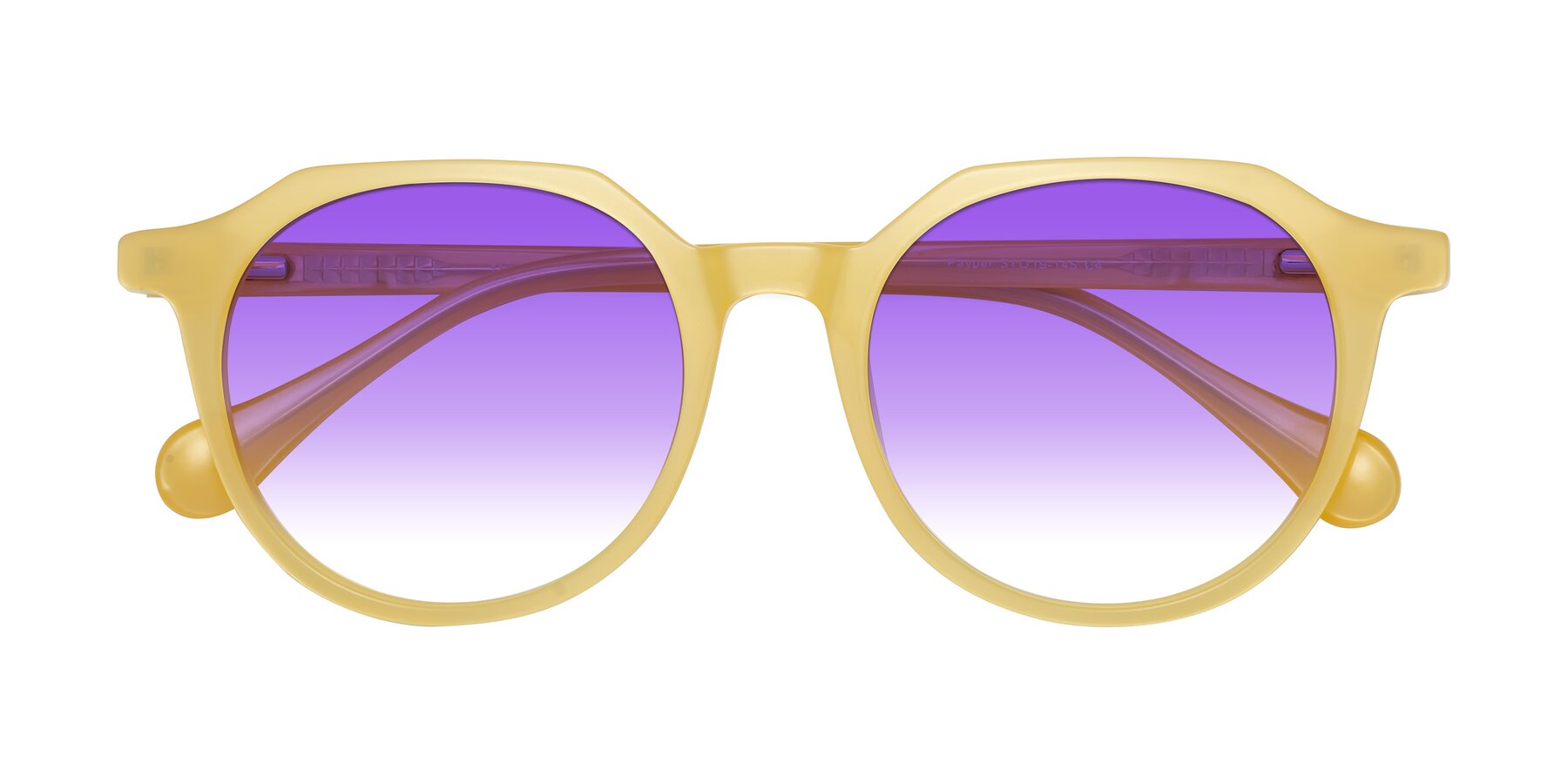 Folded Front of Payper in Frosty Yellow with Purple Gradient Lenses