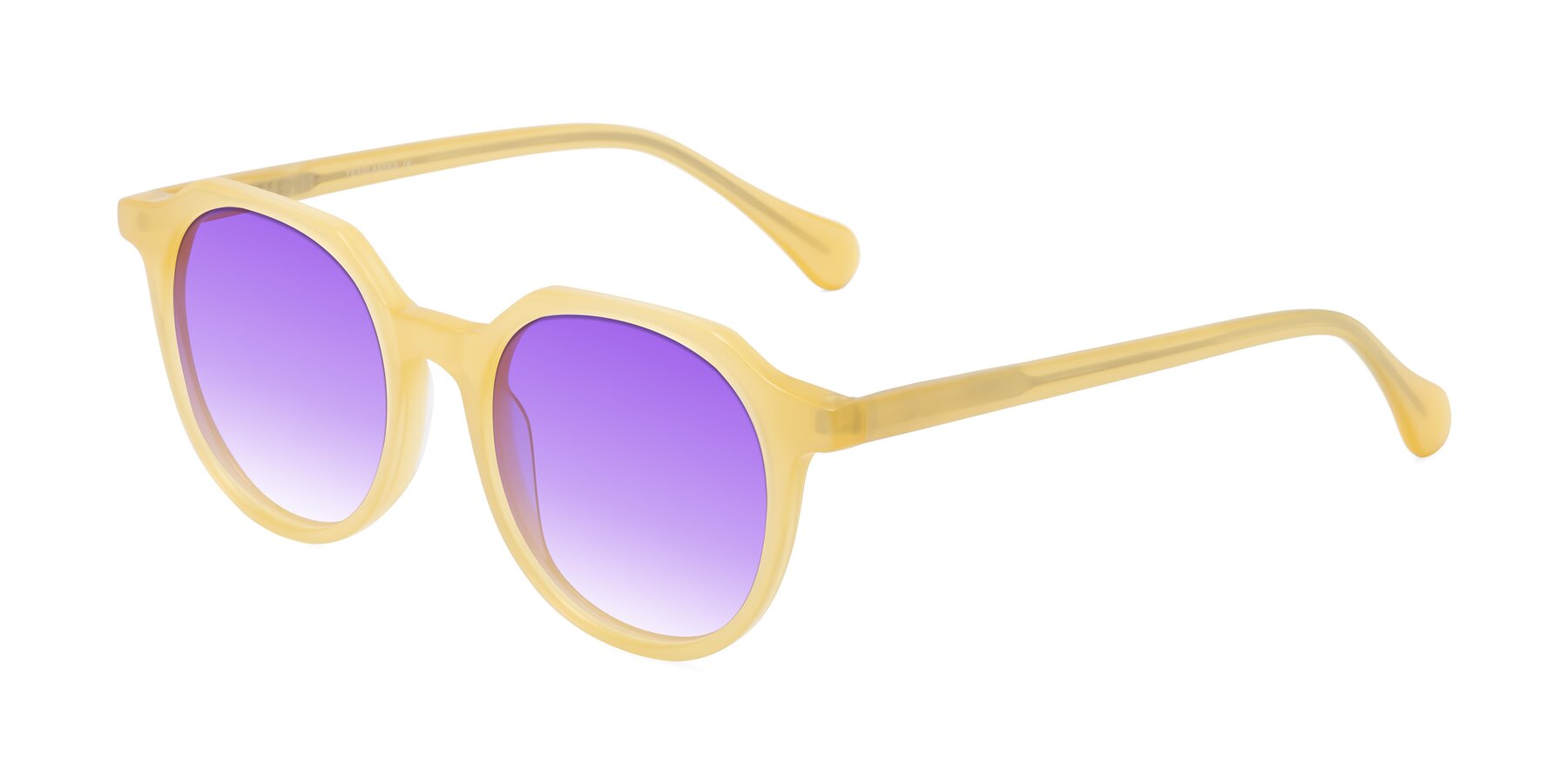 Angle of Payper in Frosty Yellow with Purple Gradient Lenses