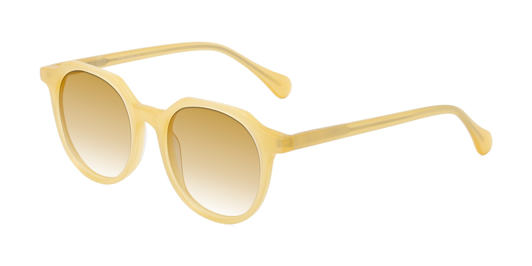 Angle of Payper in Frosty Yellow with Champagne Gradient Lenses