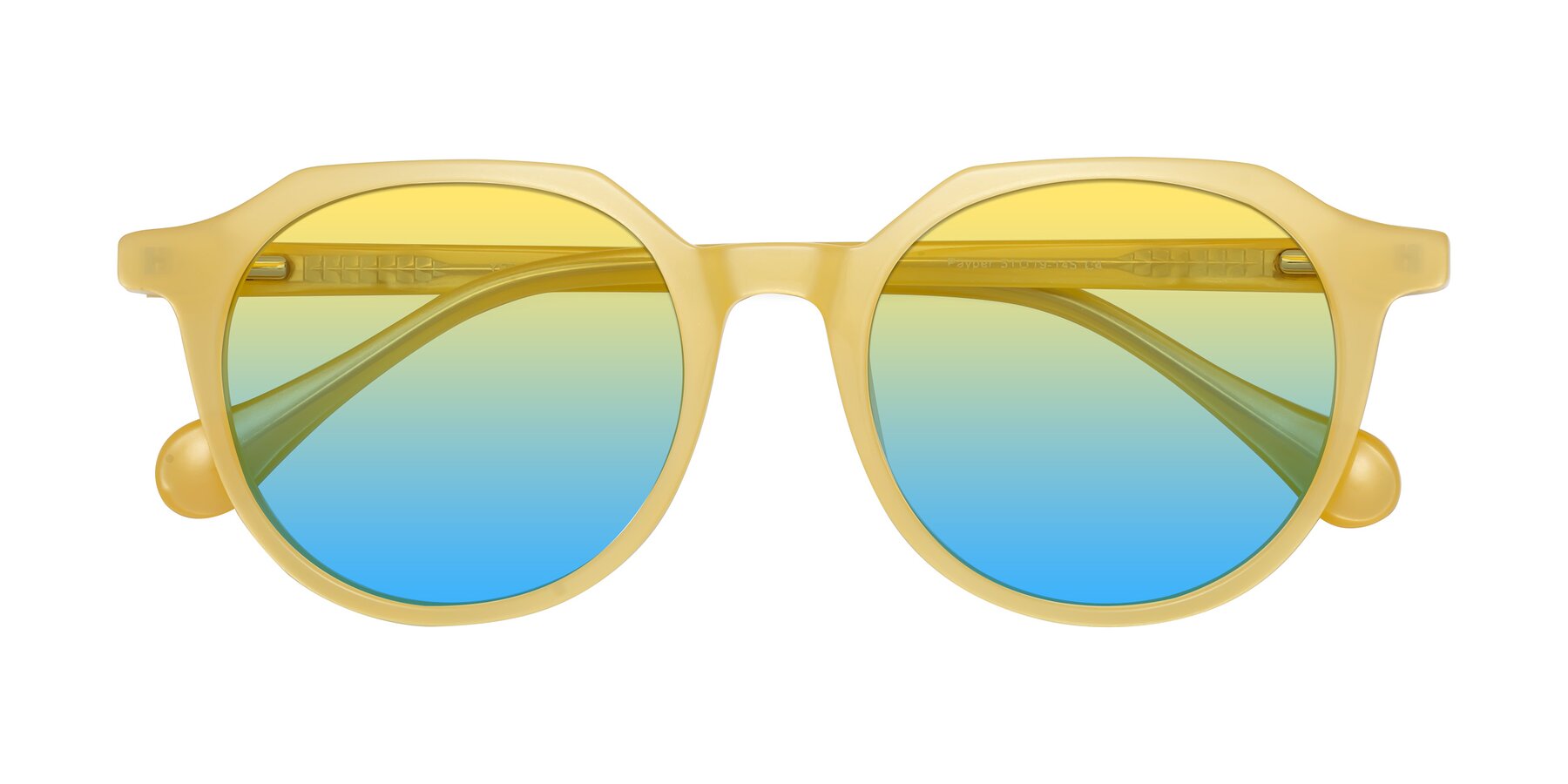 Folded Front of Payper in Frosty Yellow with Yellow / Blue Gradient Lenses